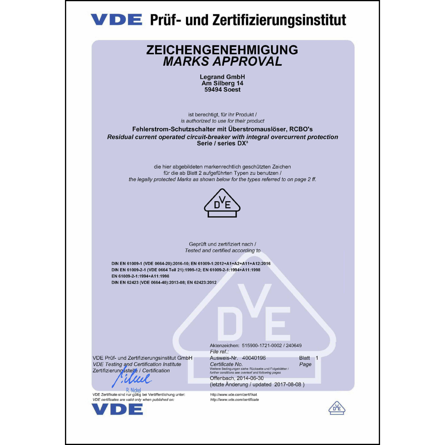 CoC-Erklärung (Certificate of Conformity, benötigt für CPR)