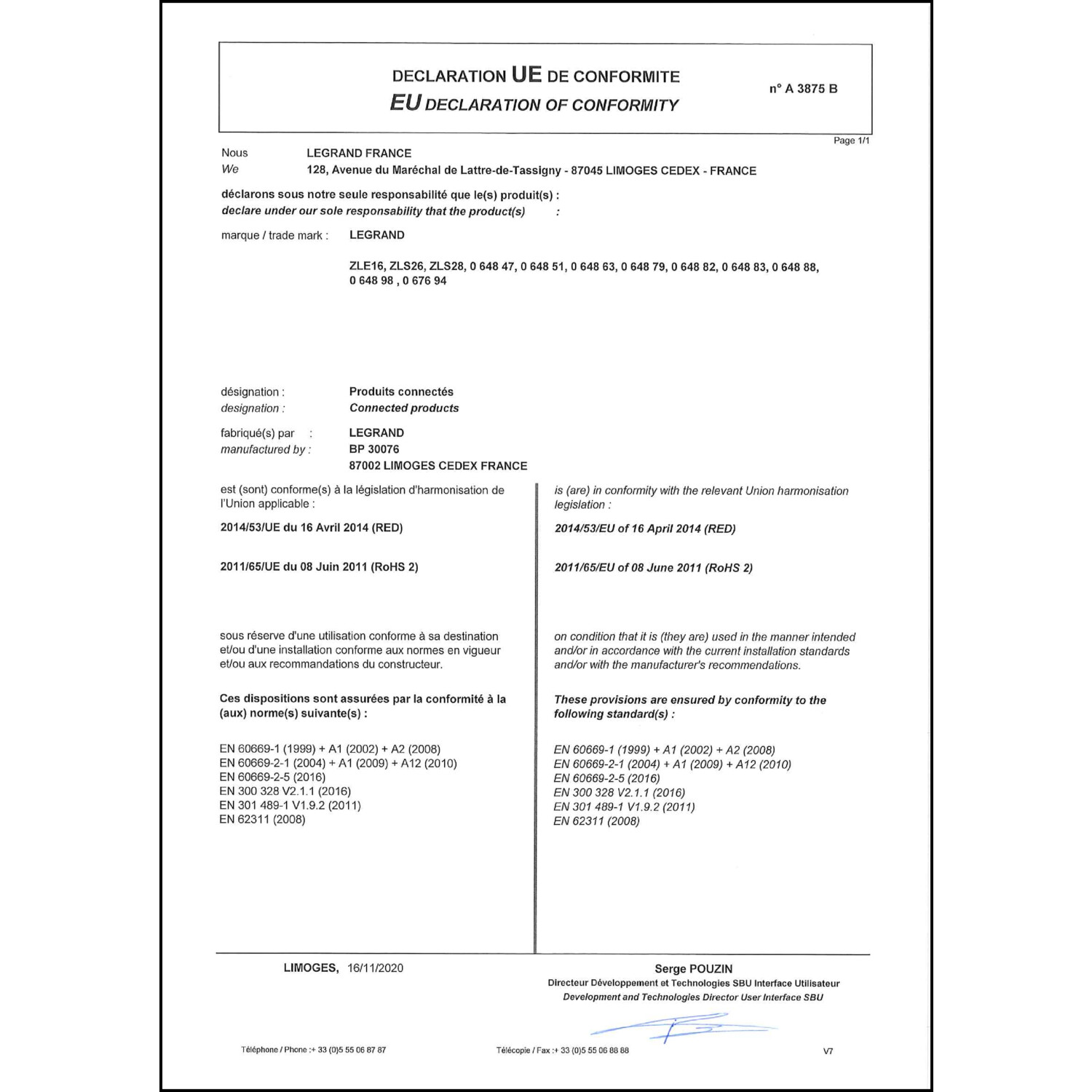 CoC-Erklärung (Certificate of Conformity, benötigt für CPR)