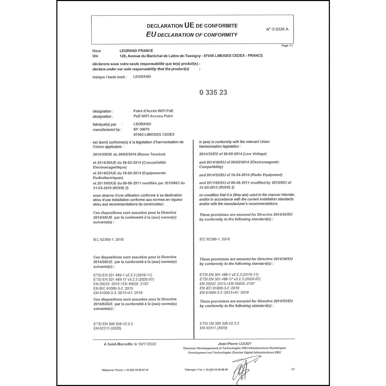 CoC-Erklärung (Certificate of Conformity, benötigt für CPR)