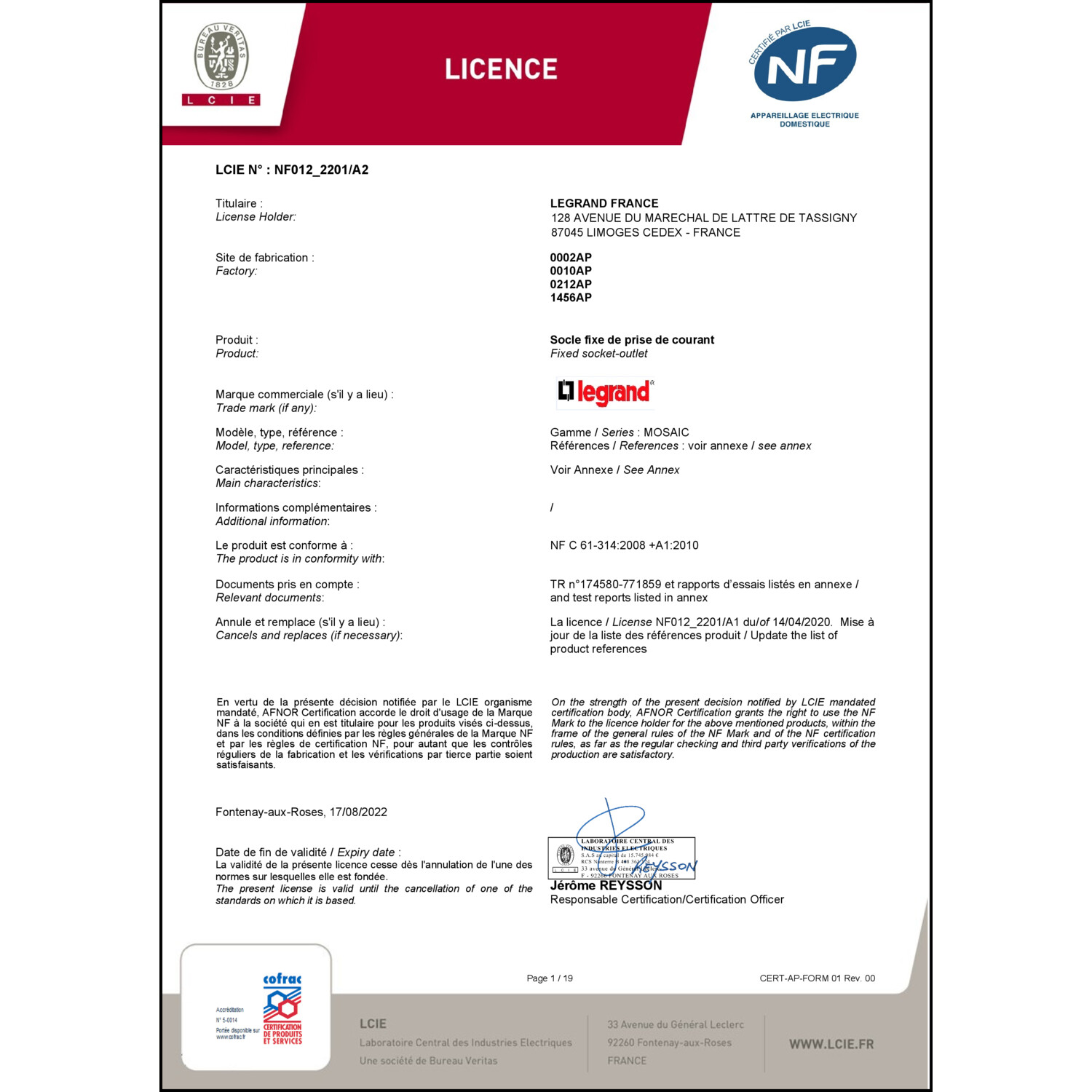 CoC-Erklärung (Certificate of Conformity, benötigt für CPR)