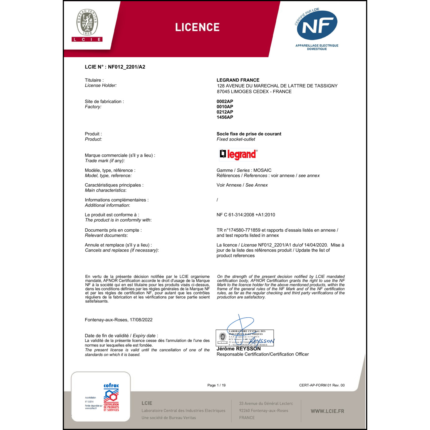 CoC-Erklärung (Certificate of Conformity, benötigt für CPR)