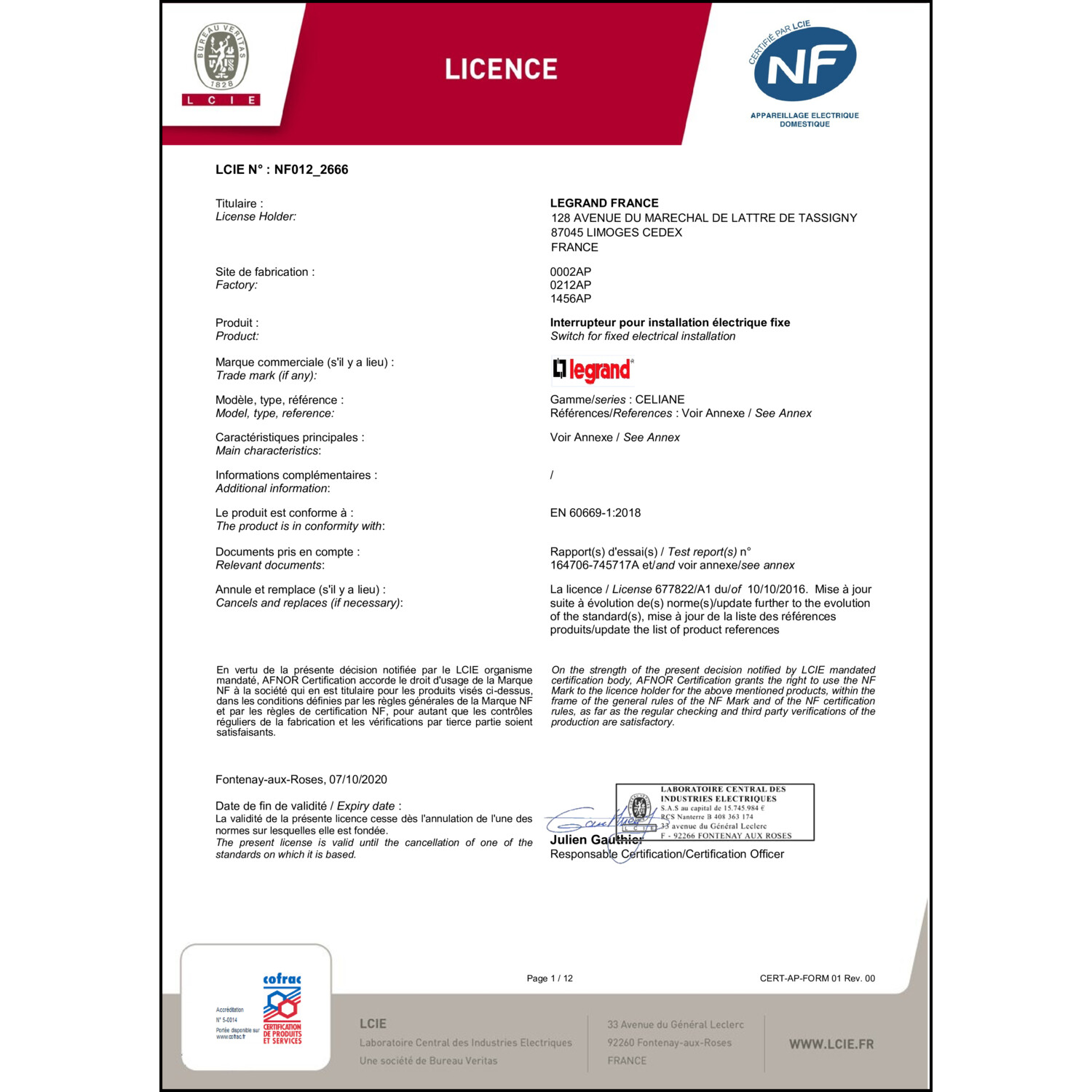 CoC-Erklärung (Certificate of Conformity, benötigt für CPR)