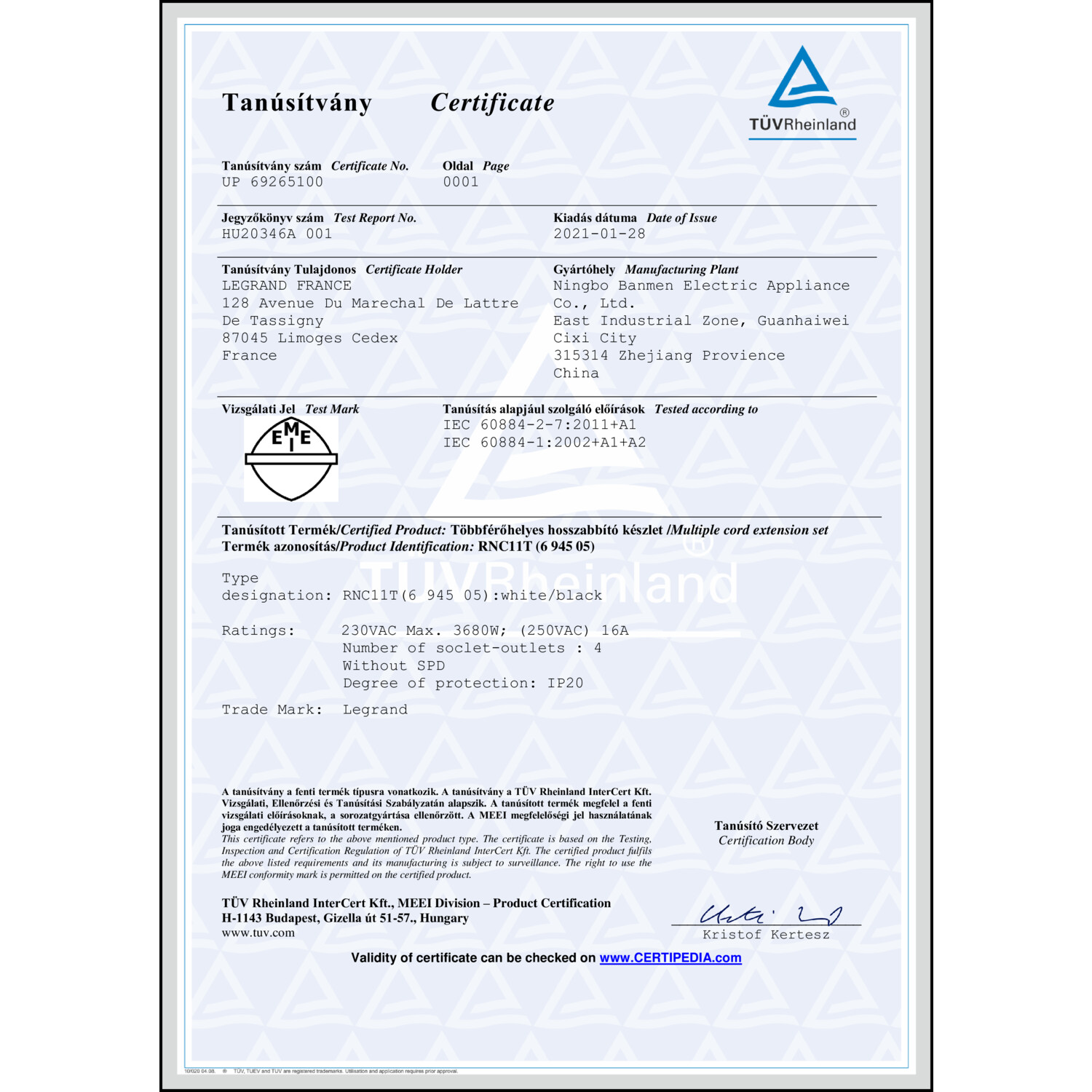 CoC-Erklärung (Certificate of Conformity, benötigt für CPR)