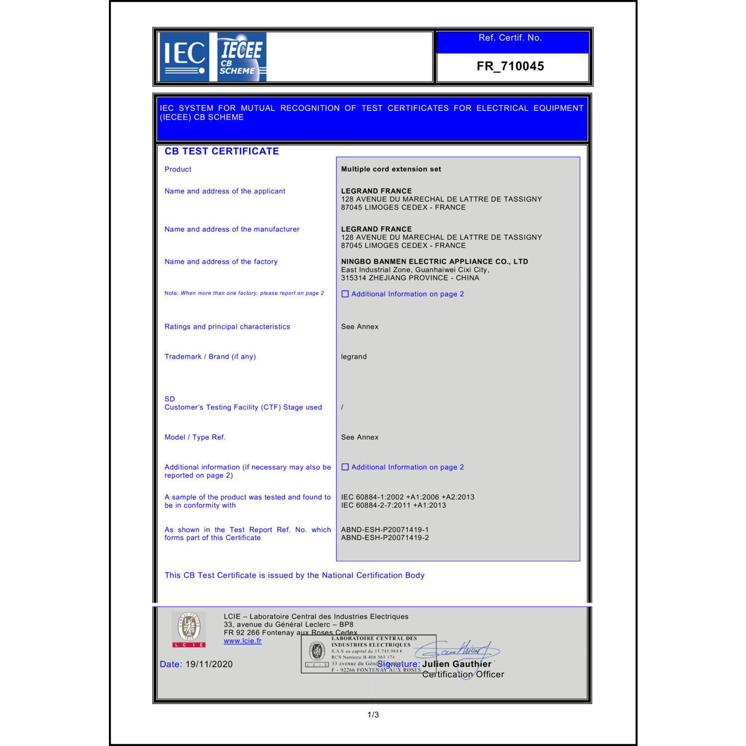 CoC-Erklärung (Certificate of Conformity, benötigt für CPR)