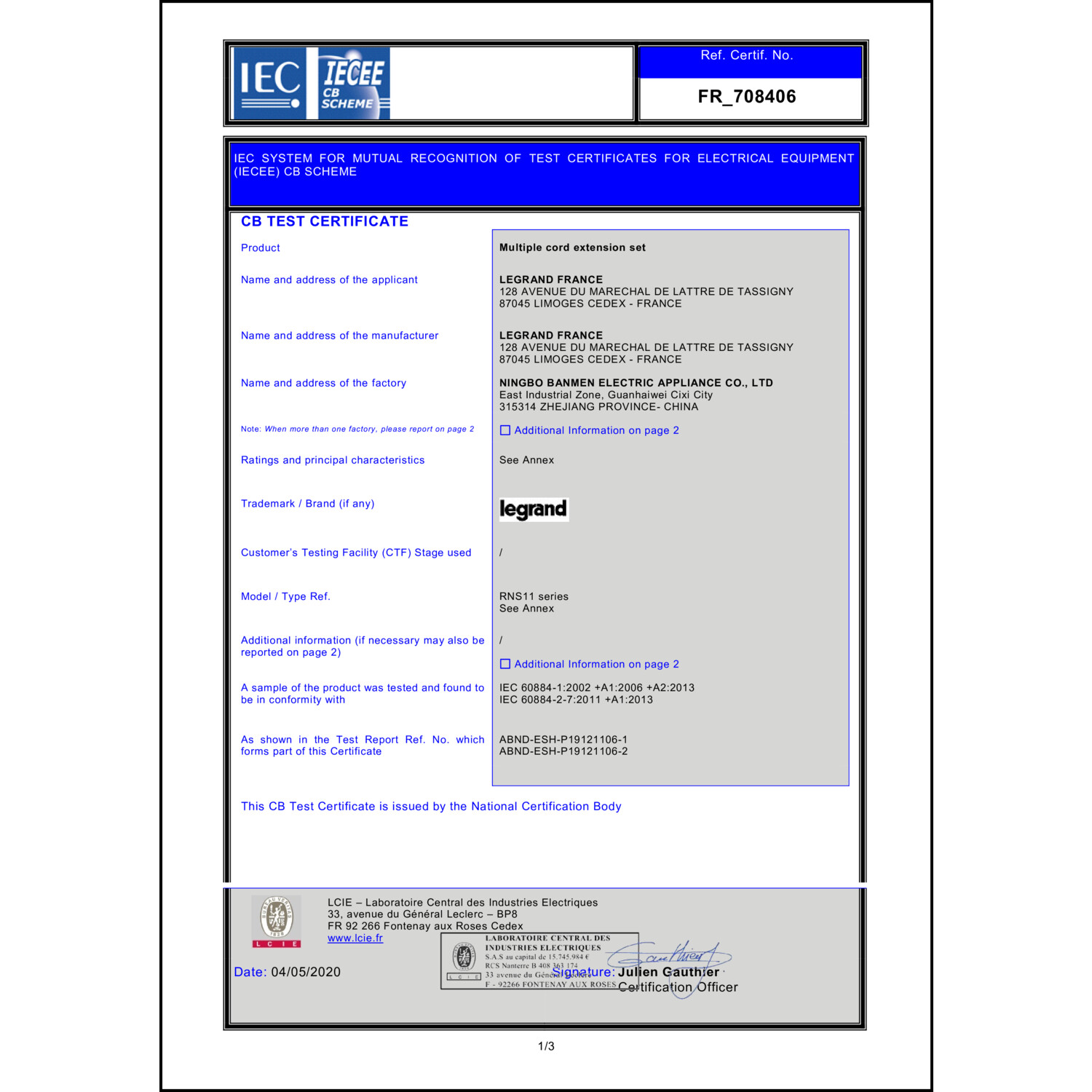 CoC-Erklärung (Certificate of Conformity, benötigt für CPR)