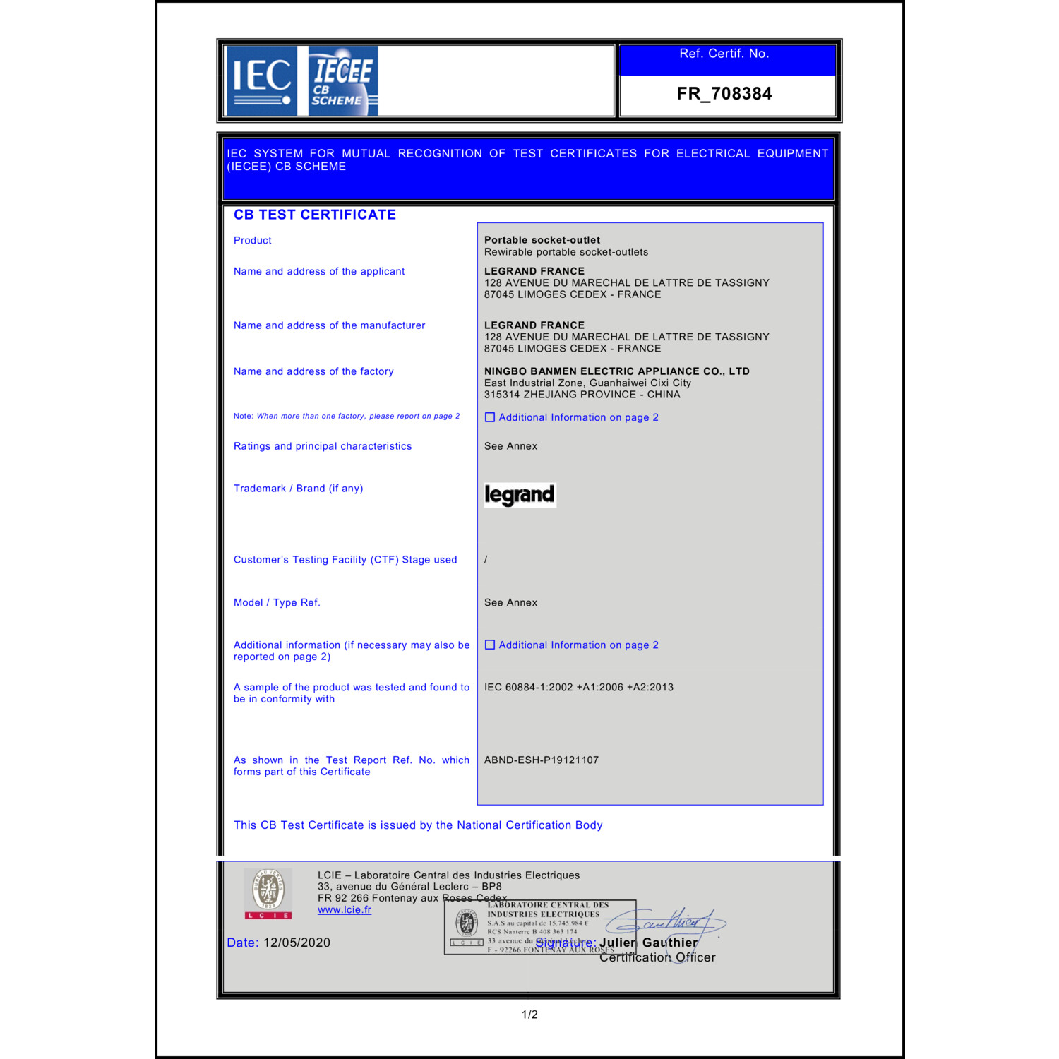 CoC-Erklärung (Certificate of Conformity, benötigt für CPR)