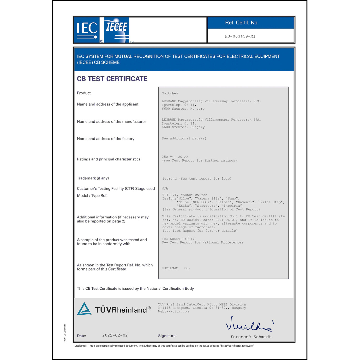 CoC-Erklärung (Certificate of Conformity, benötigt für CPR)