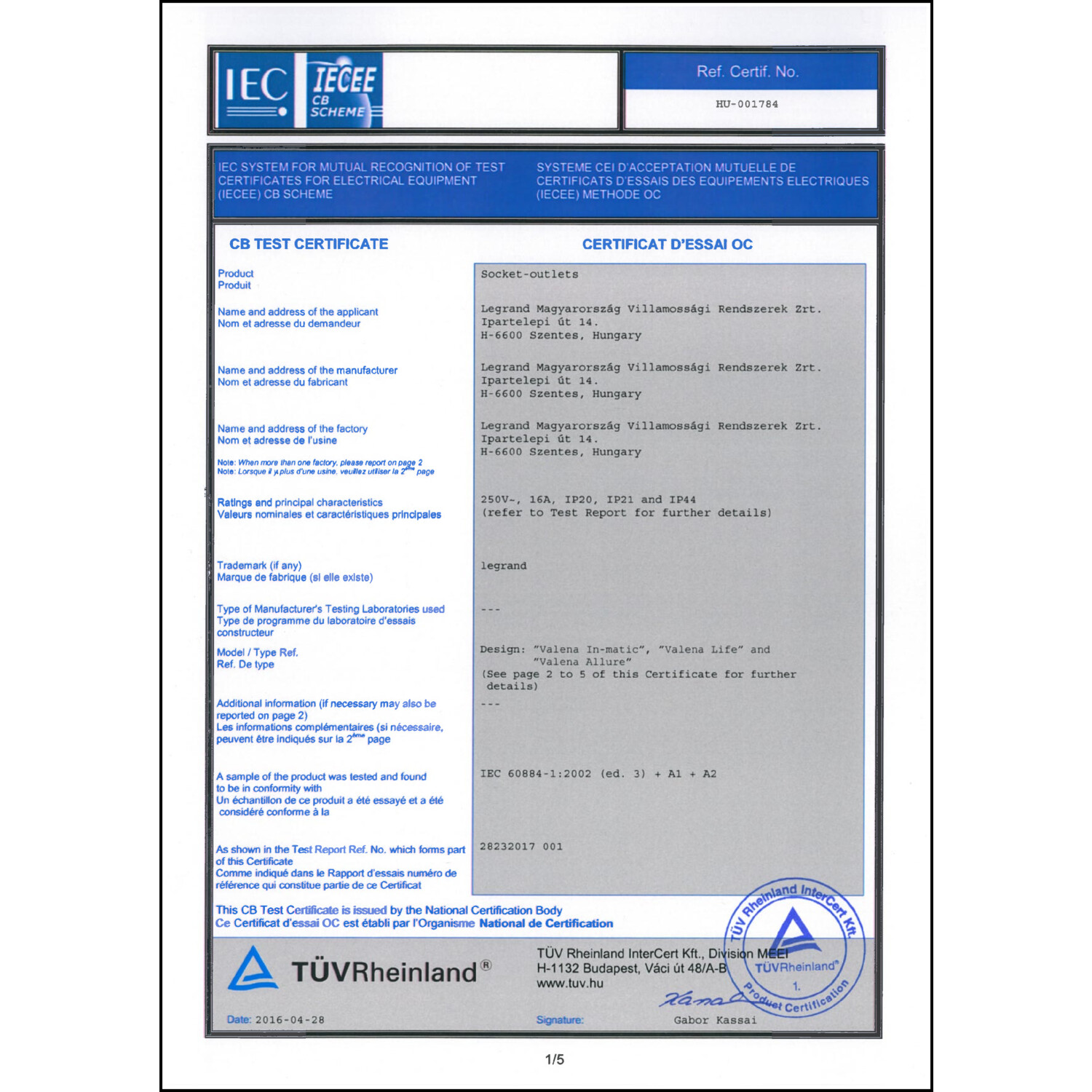 CoC-Erklärung (Certificate of Conformity, benötigt für CPR)