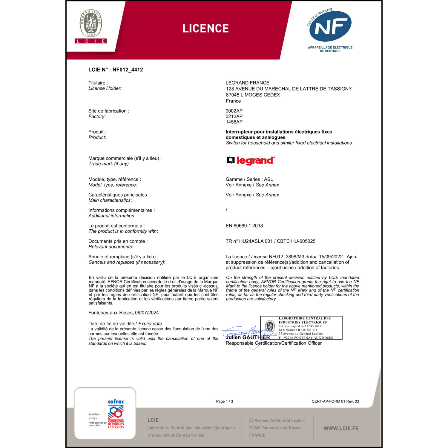 CoC-Erklärung (Certificate of Conformity, benötigt für CPR)