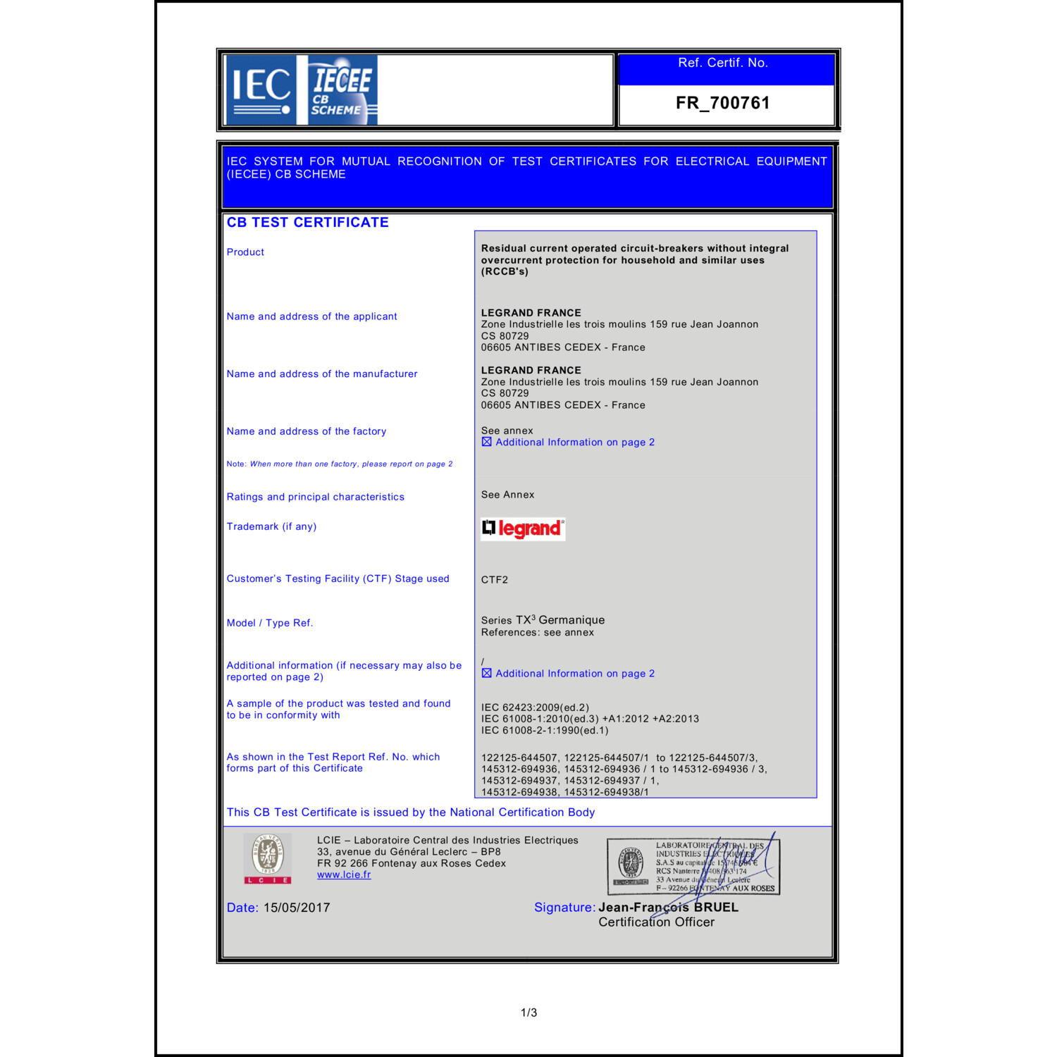 CoC-Erklärung (Certificate of Conformity, benötigt für CPR)