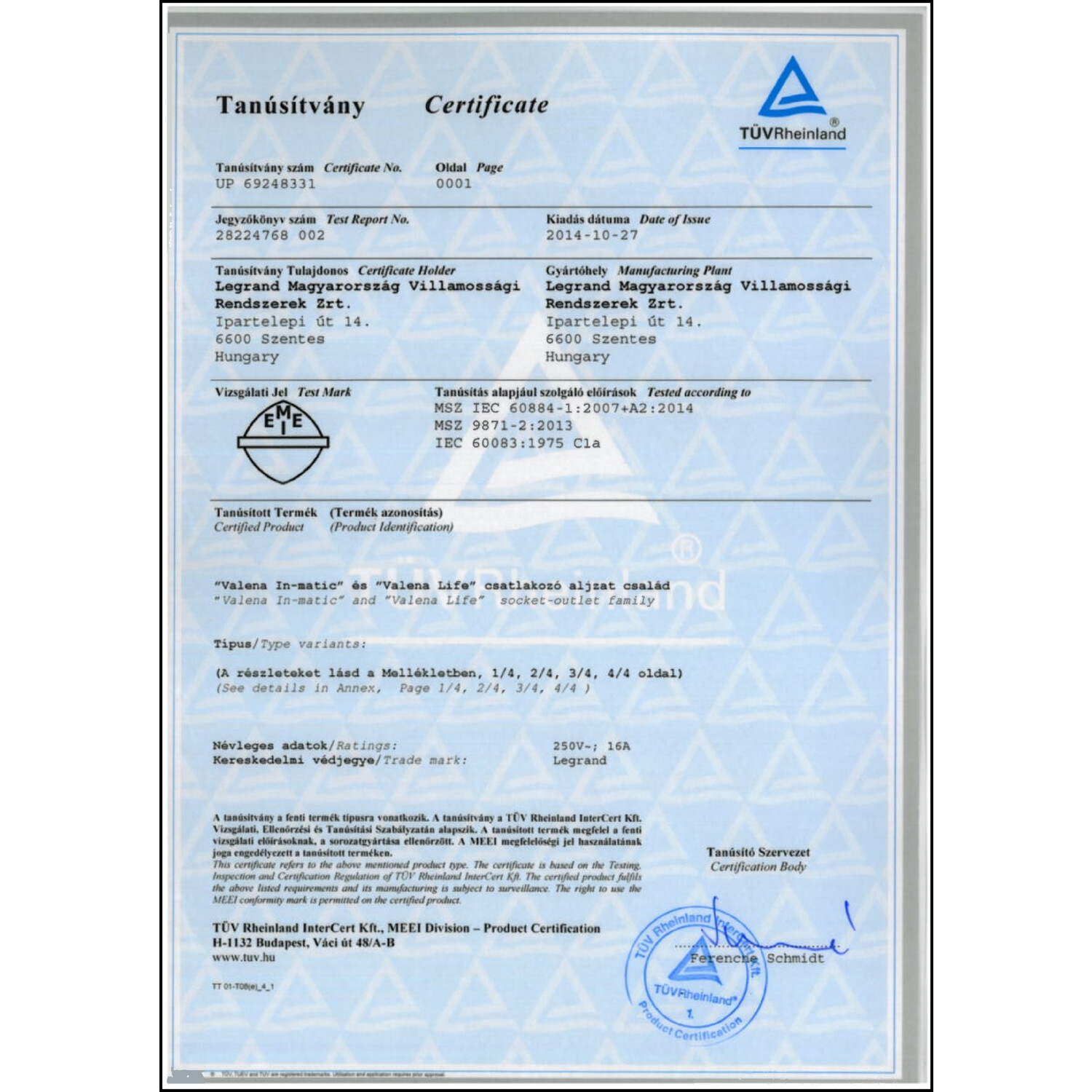 CoC-Erklärung (Certificate of Conformity, benötigt für CPR)