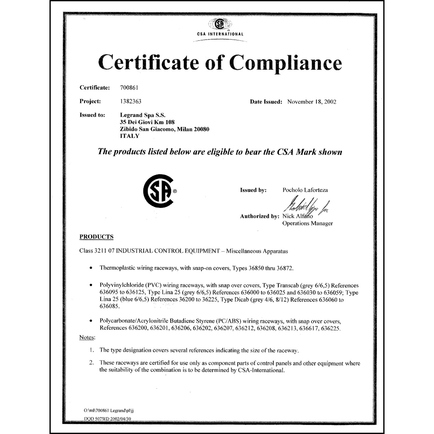 CoC-Erklärung (Certificate of Conformity, benötigt für CPR)