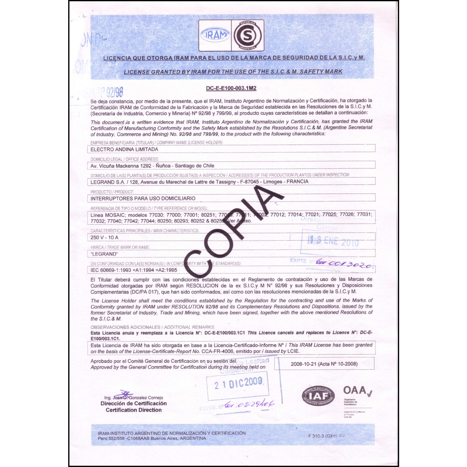 CoC-Erklärung (Certificate of Conformity, benötigt für CPR)