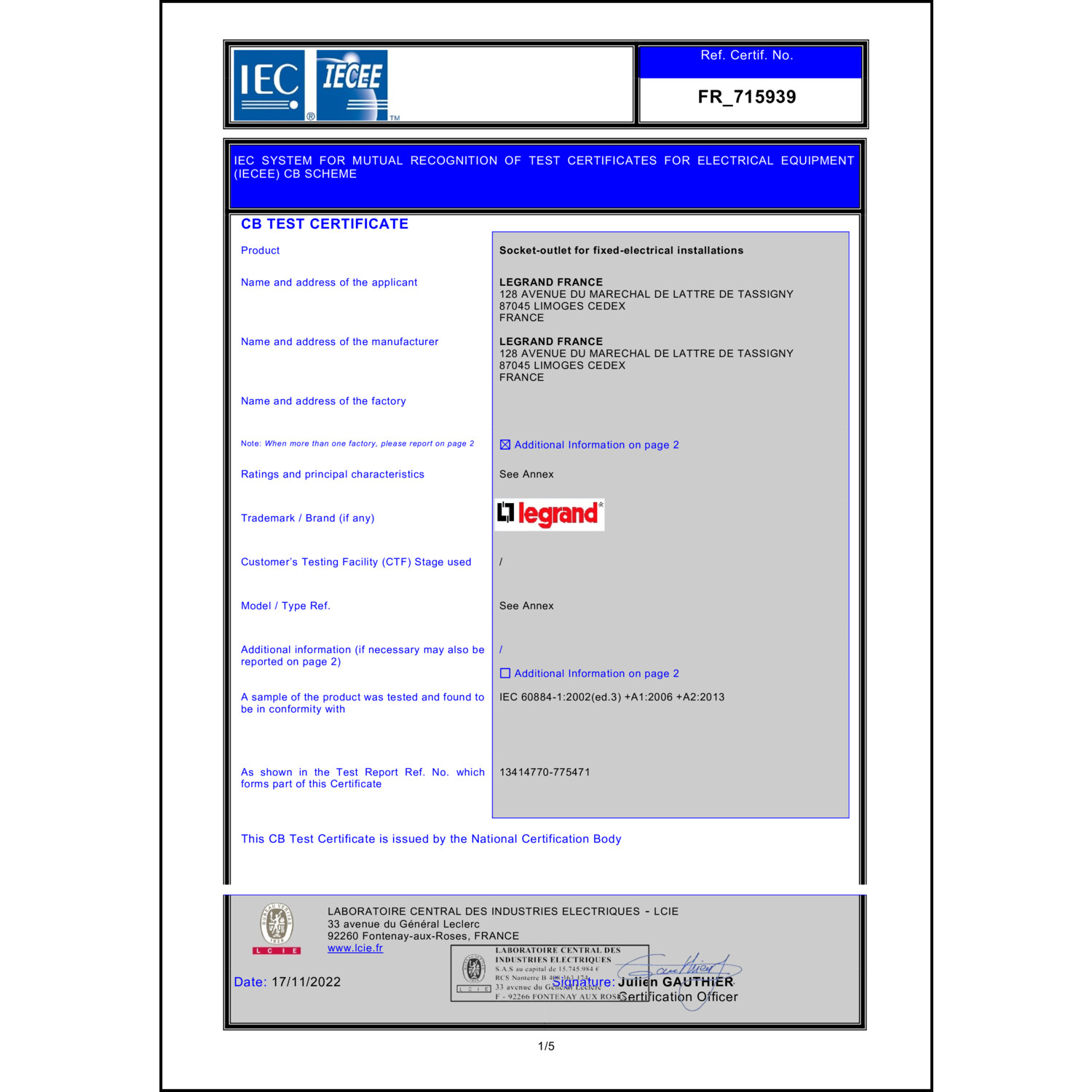 CoC-Erklärung (Certificate of Conformity, benötigt für CPR)