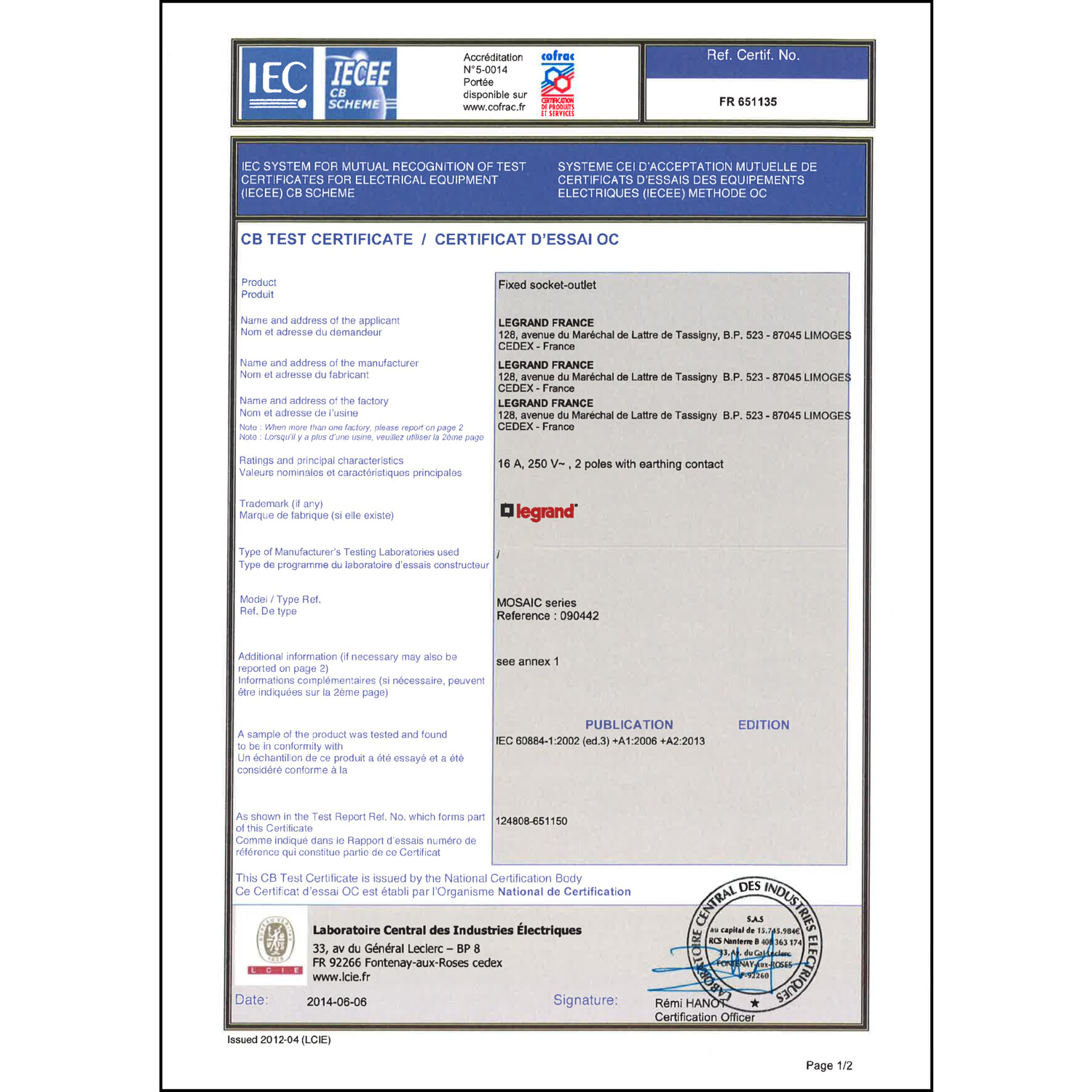 CoC-Erklärung (Certificate of Conformity, benötigt für CPR)