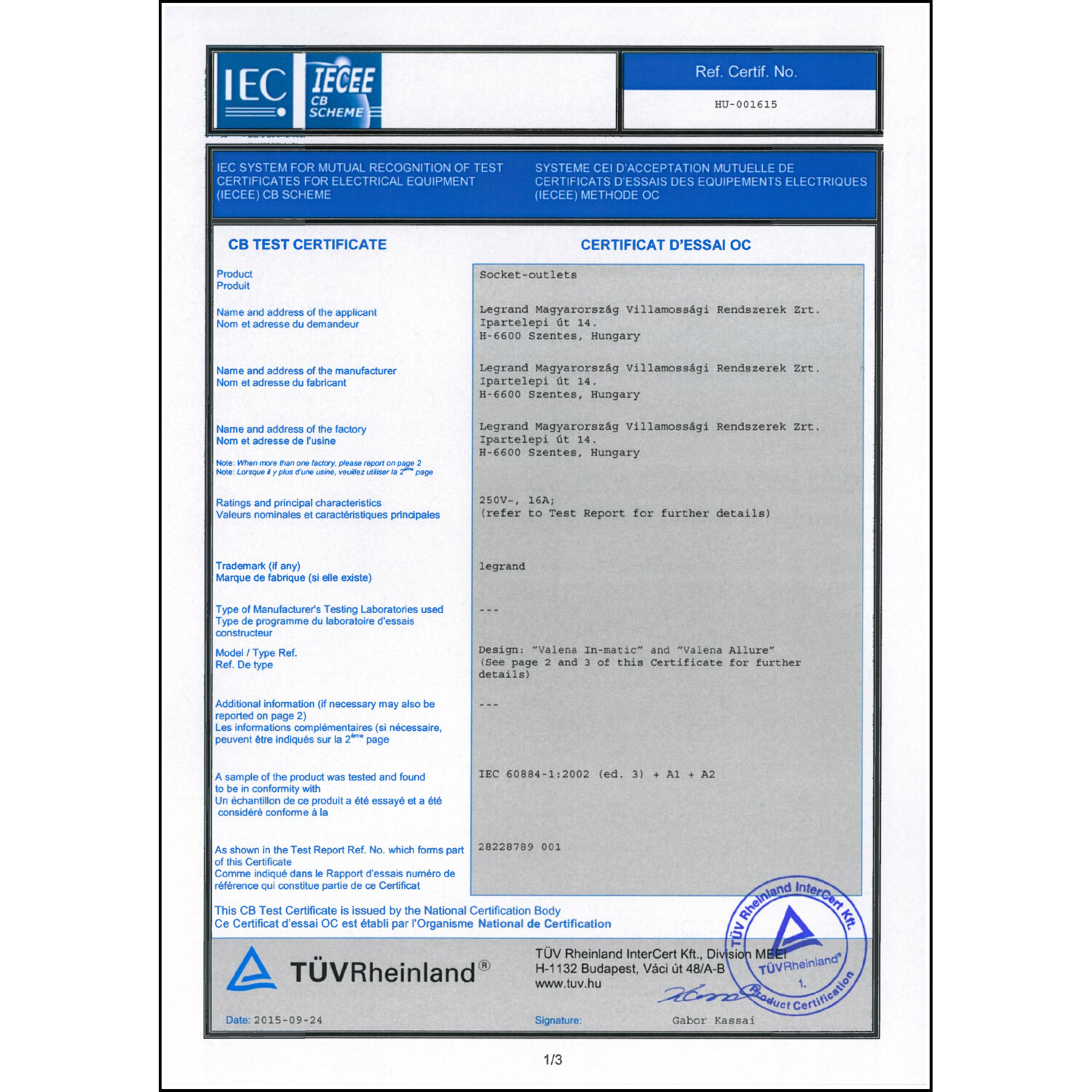 CoC-Erklärung (Certificate of Conformity, benötigt für CPR)