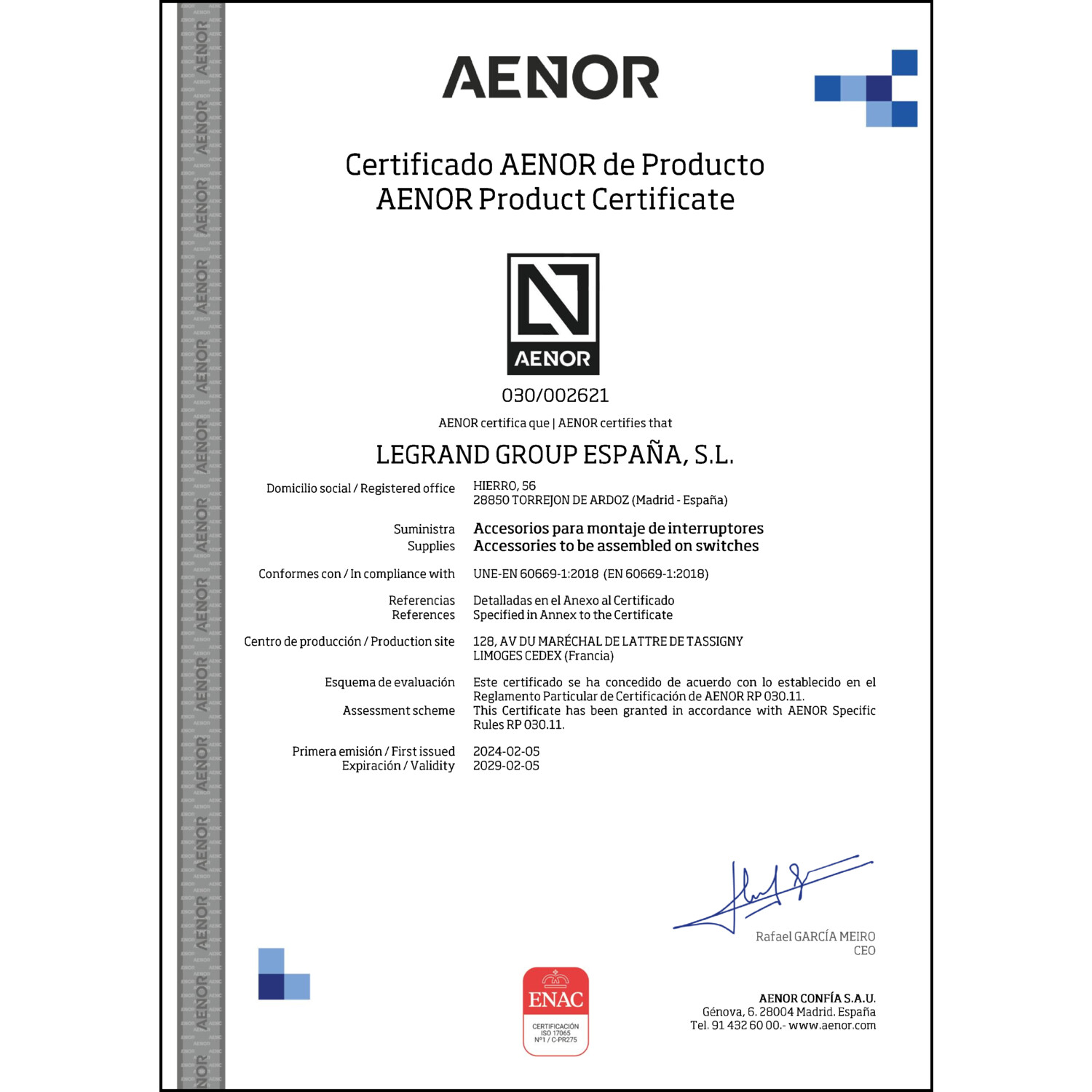 CoC-Erklärung (Certificate of Conformity, benötigt für CPR)