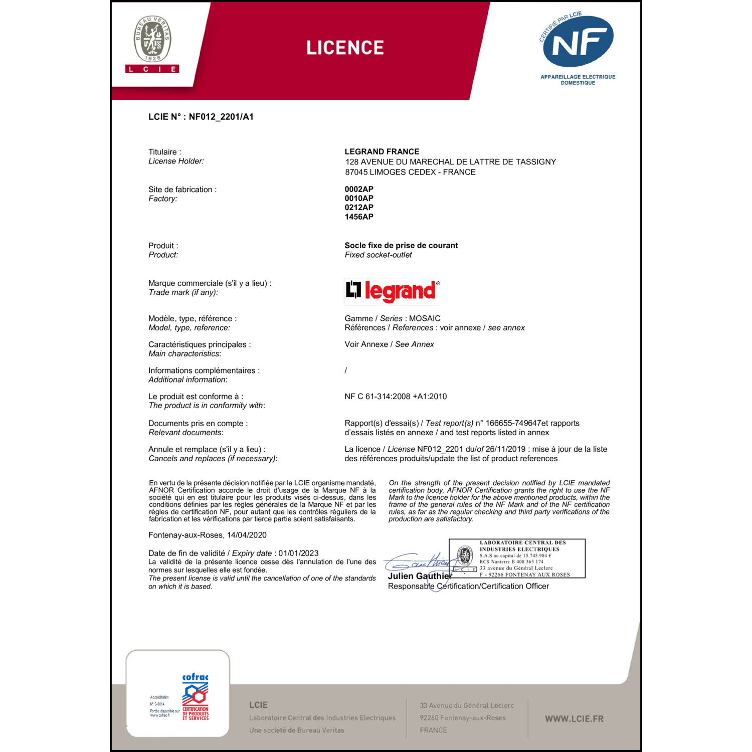 CoC-Erklärung (Certificate of Conformity, benötigt für CPR)