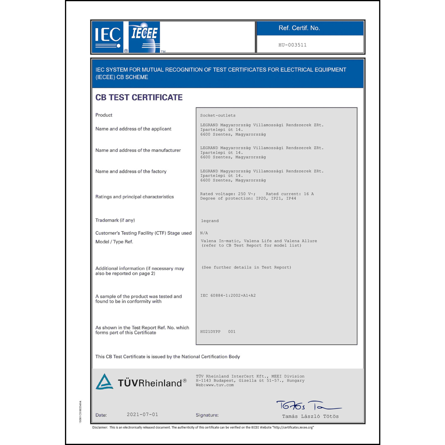 CoC-Erklärung (Certificate of Conformity, benötigt für CPR)