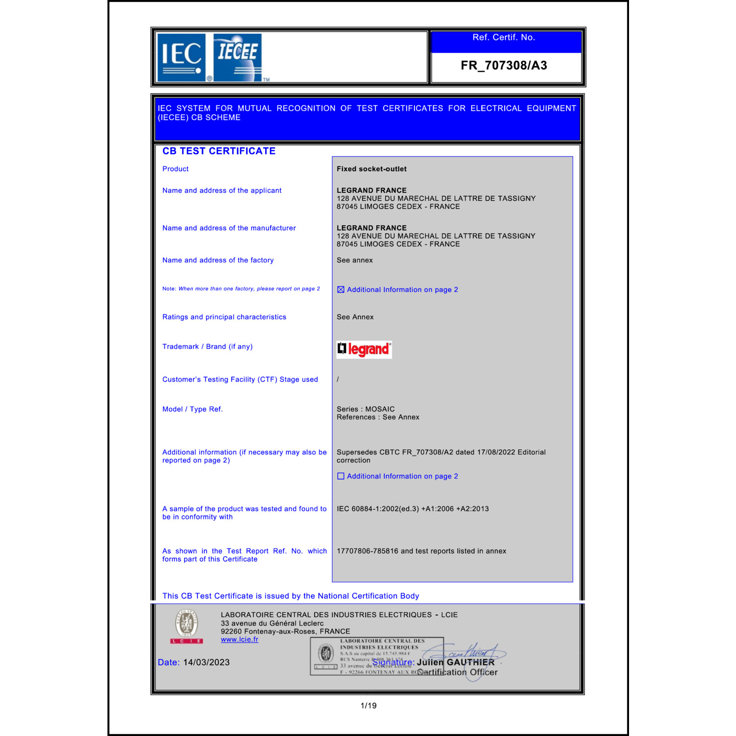 CoC-Erklärung (Certificate of Conformity, benötigt für CPR)