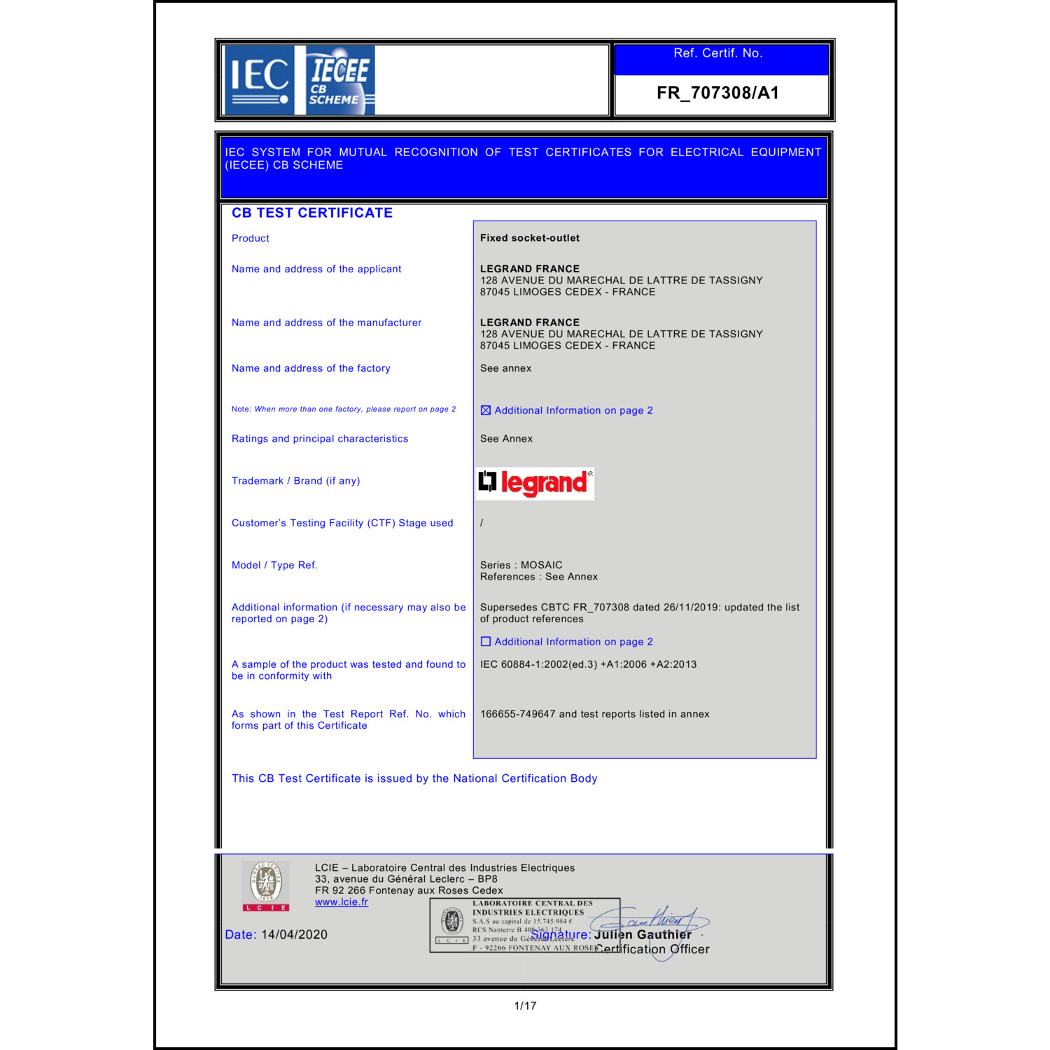 CoC-Erklärung (Certificate of Conformity, benötigt für CPR)