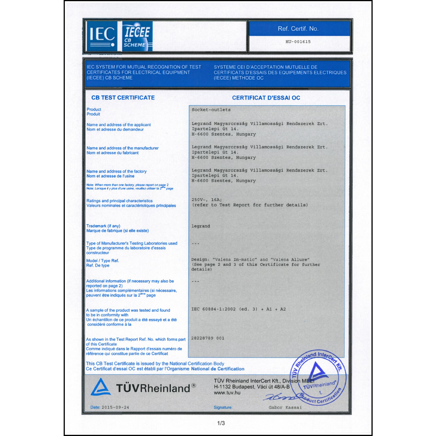 CoC-Erklärung (Certificate of Conformity, benötigt für CPR)