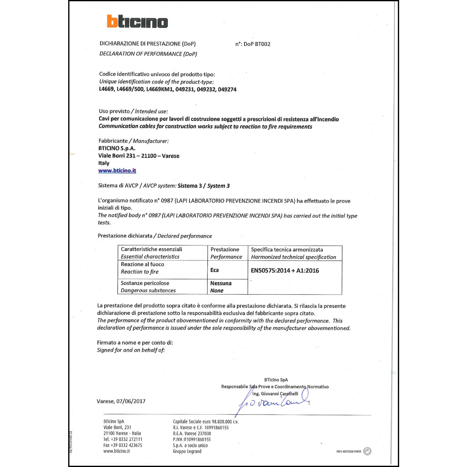 DOP-Erklärung (Declaration of performance)