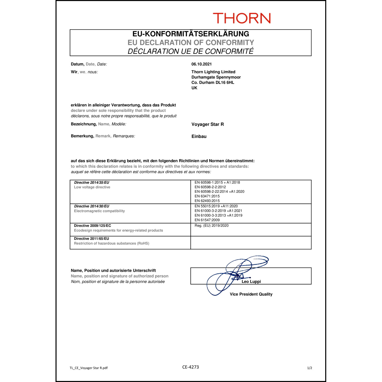 DOC CE-Erklärung (Declaration of conformity CE)
