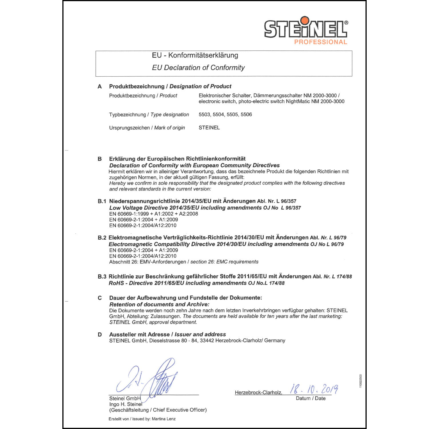 DOC CE-Erklärung (Declaration of conformity CE)