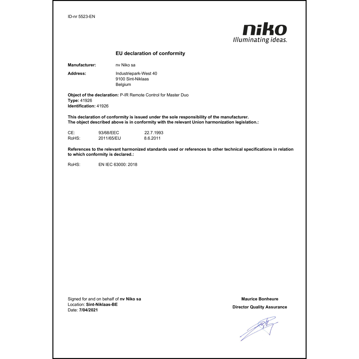 DOC CE-Erklärung (Declaration of conformity CE)