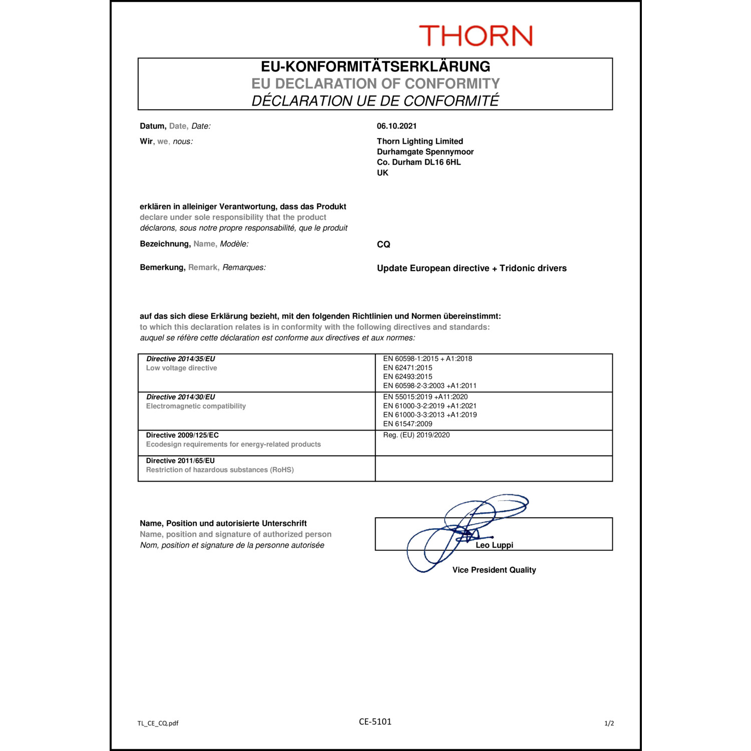 DOC CE-Erklärung (Declaration of conformity CE)