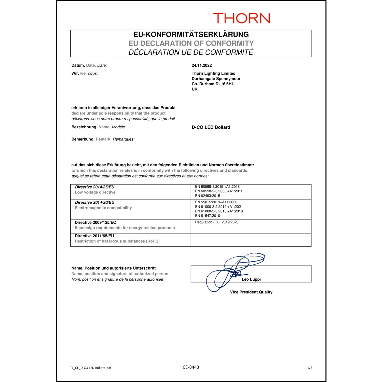 DOC CE-Erklärung (Declaration of conformity CE)