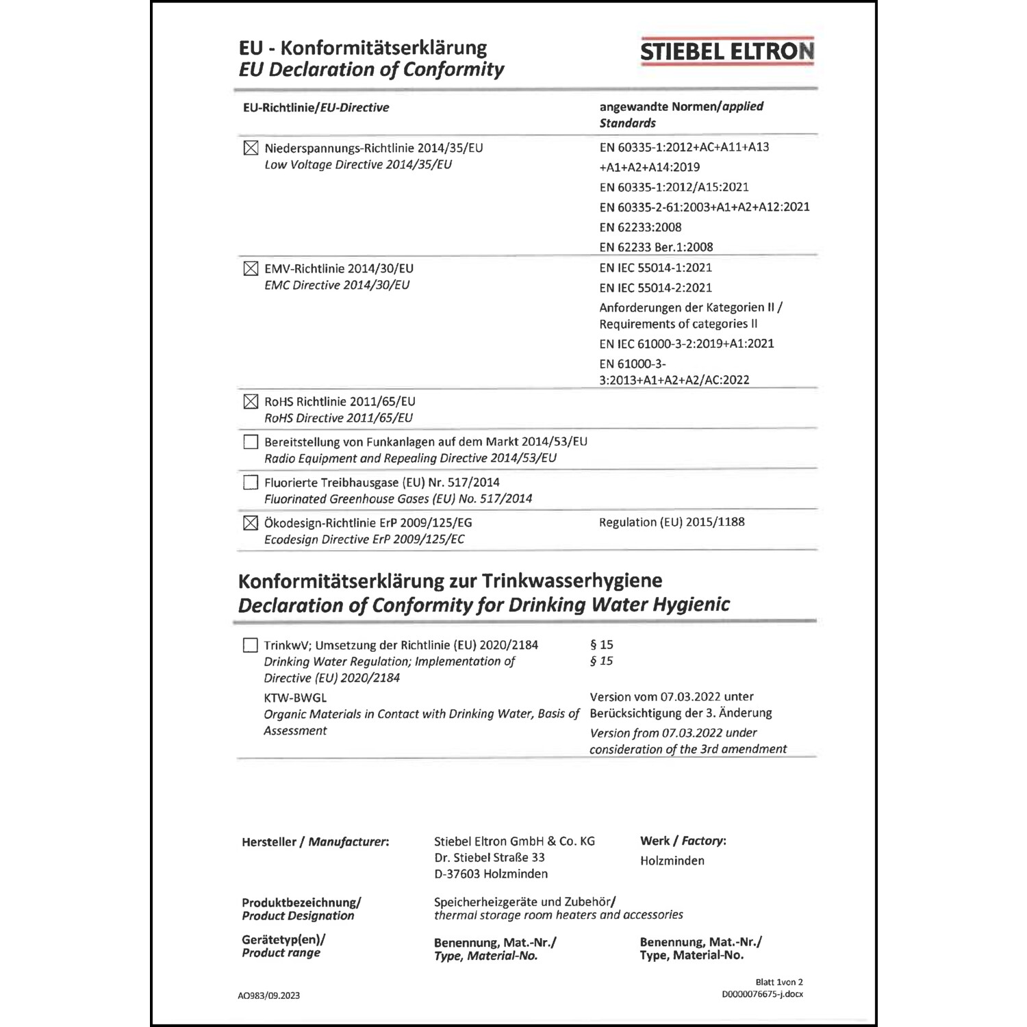 DOC CE-Erklärung (Declaration of conformity CE)