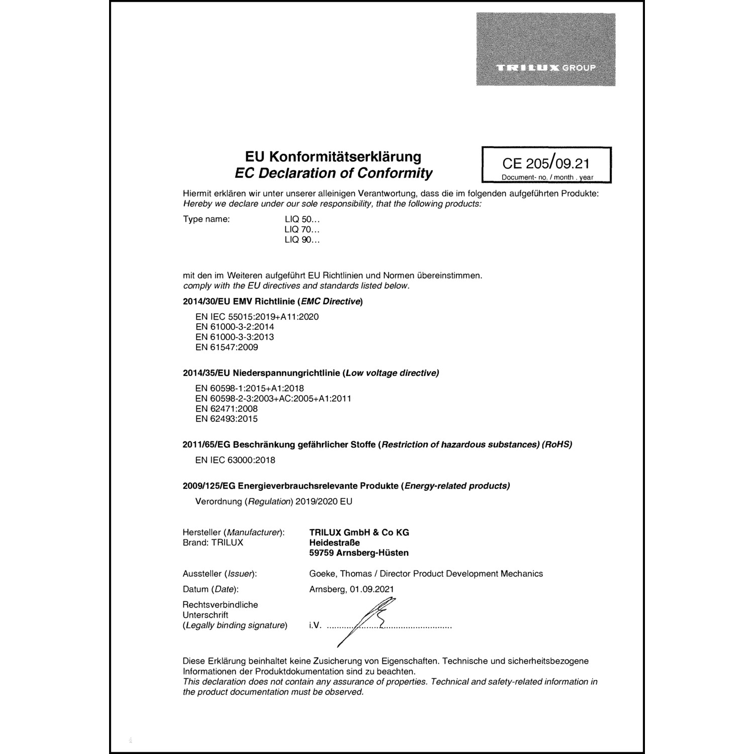 DOC CE-Erklärung (Declaration of conformity CE)