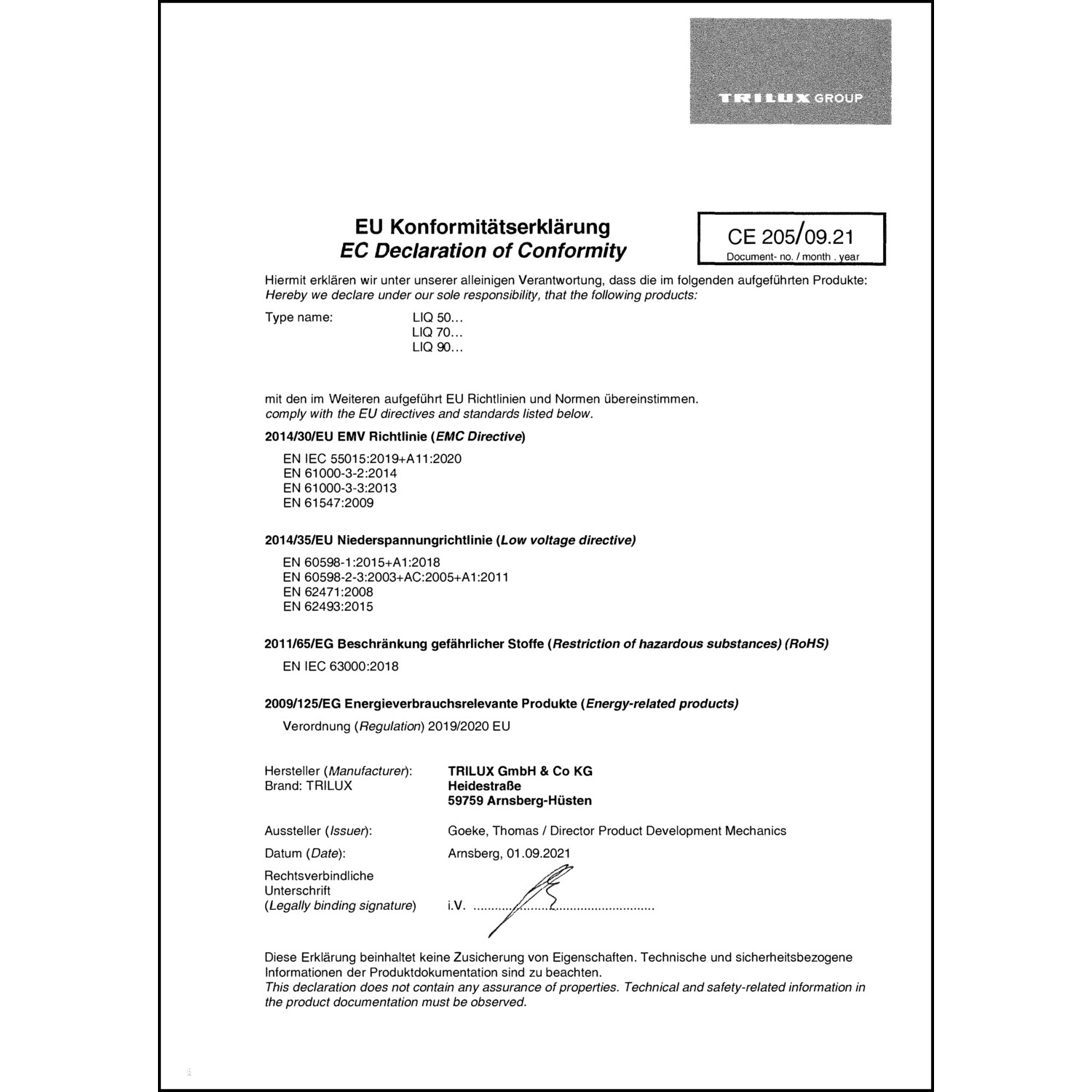 DOC CE-Erklärung (Declaration of conformity CE)