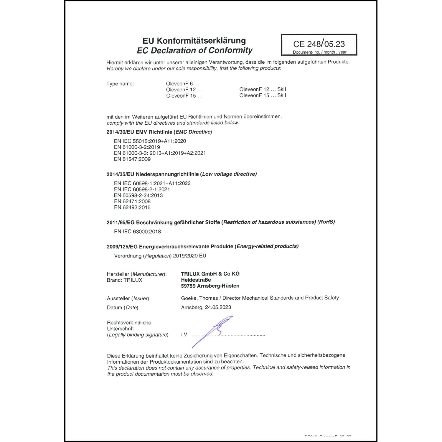 DOC CE-Erklärung (Declaration of conformity CE)