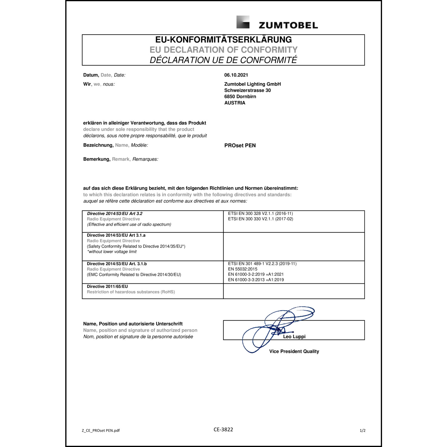 DOC CE-Erklärung (Declaration of conformity CE)