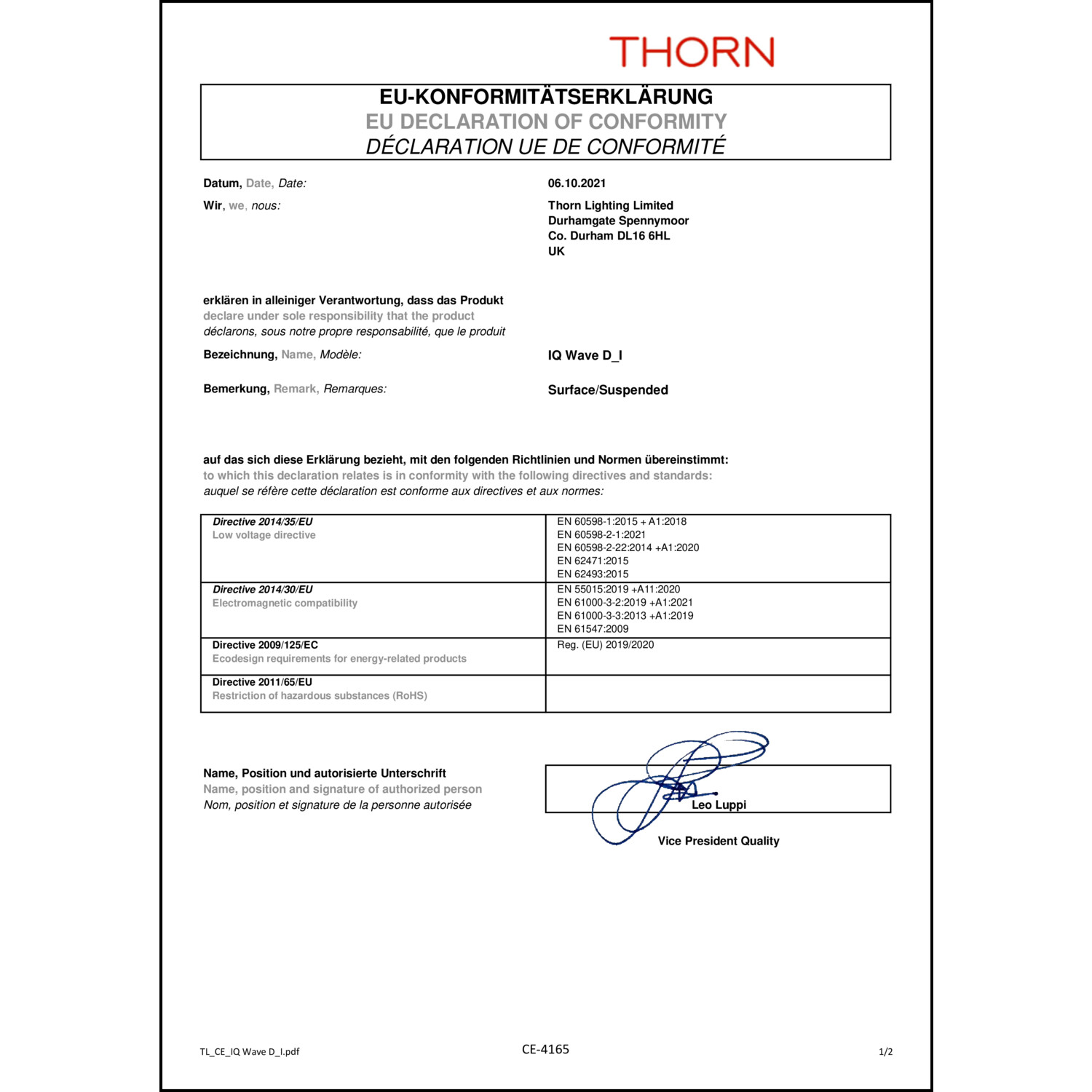 DOC CE-Erklärung (Declaration of conformity CE)