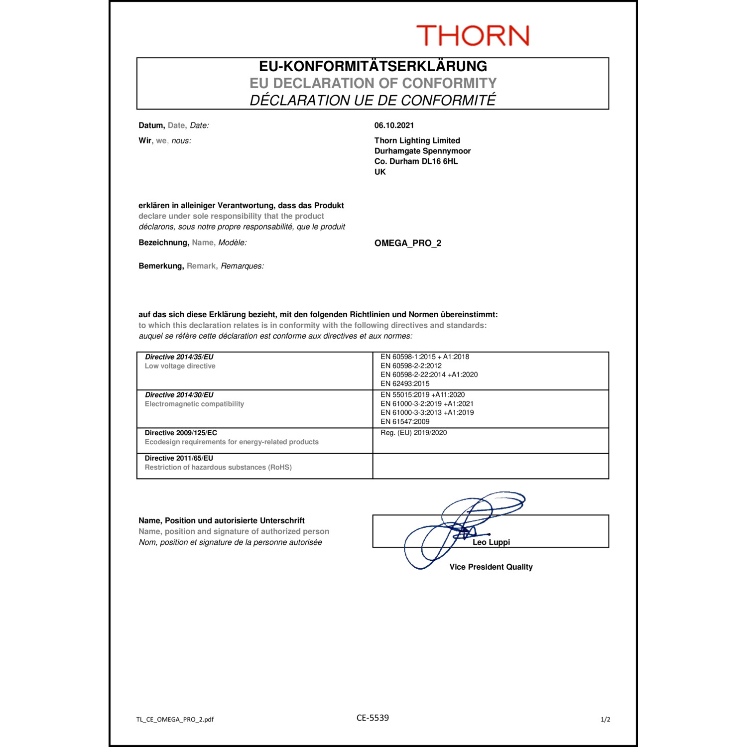 DOC CE-Erklärung (Declaration of conformity CE)