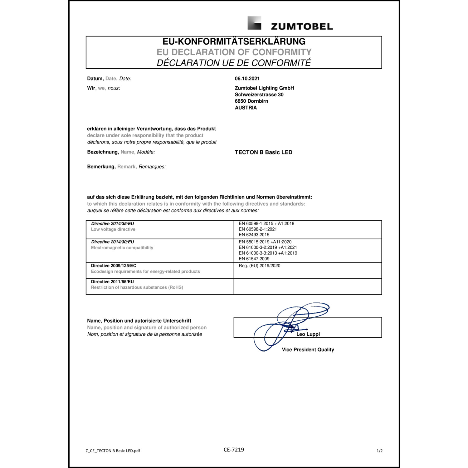 DOC CE-Erklärung (Declaration of conformity CE)