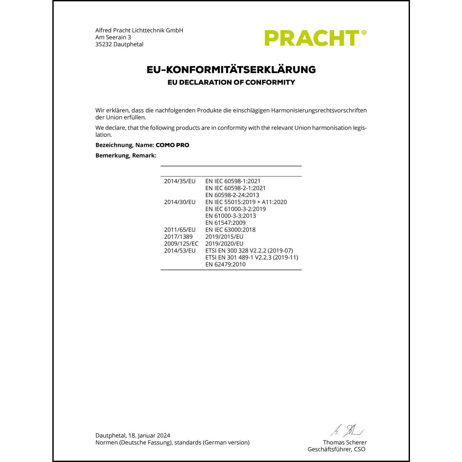 DOC CE-Erklärung (Declaration of conformity CE)