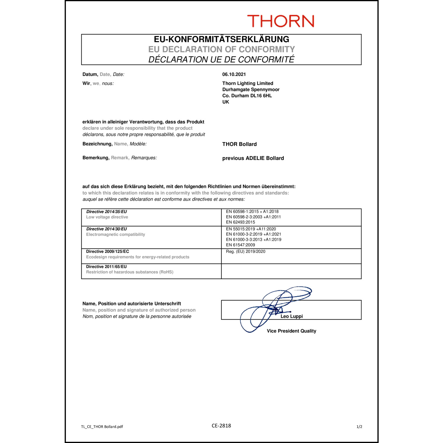 DOC CE-Erklärung (Declaration of conformity CE)