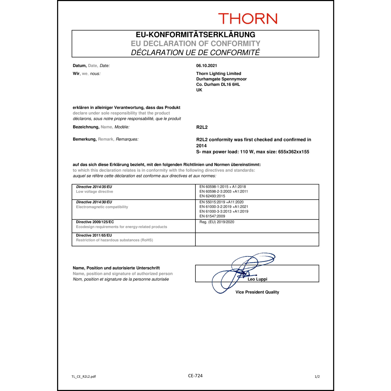 DOC CE-Erklärung (Declaration of conformity CE)