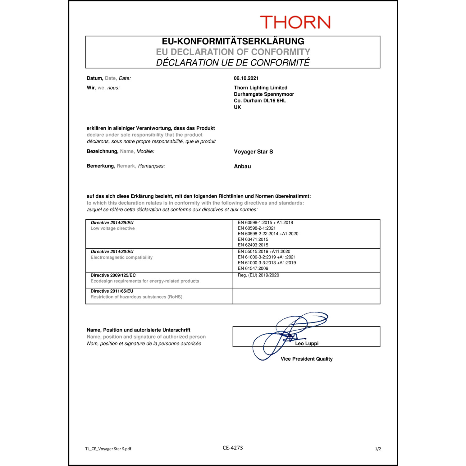 DOC CE-Erklärung (Declaration of conformity CE)