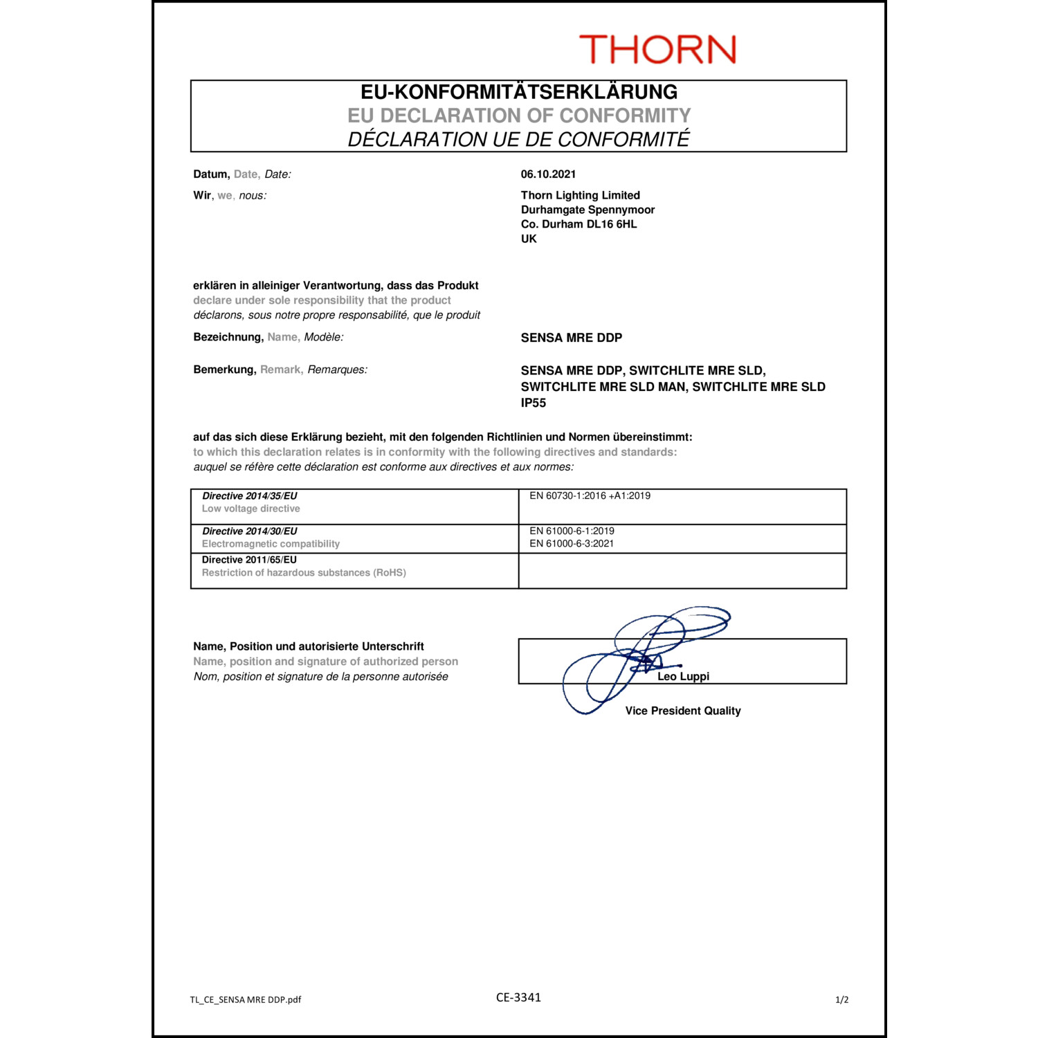 DOC CE-Erklärung (Declaration of conformity CE)