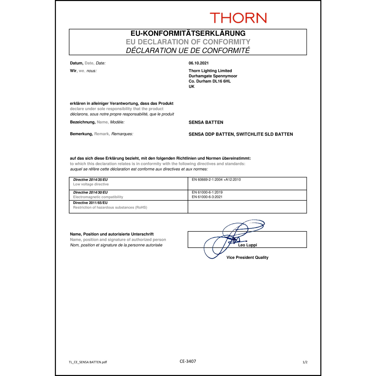 DOC CE-Erklärung (Declaration of conformity CE)