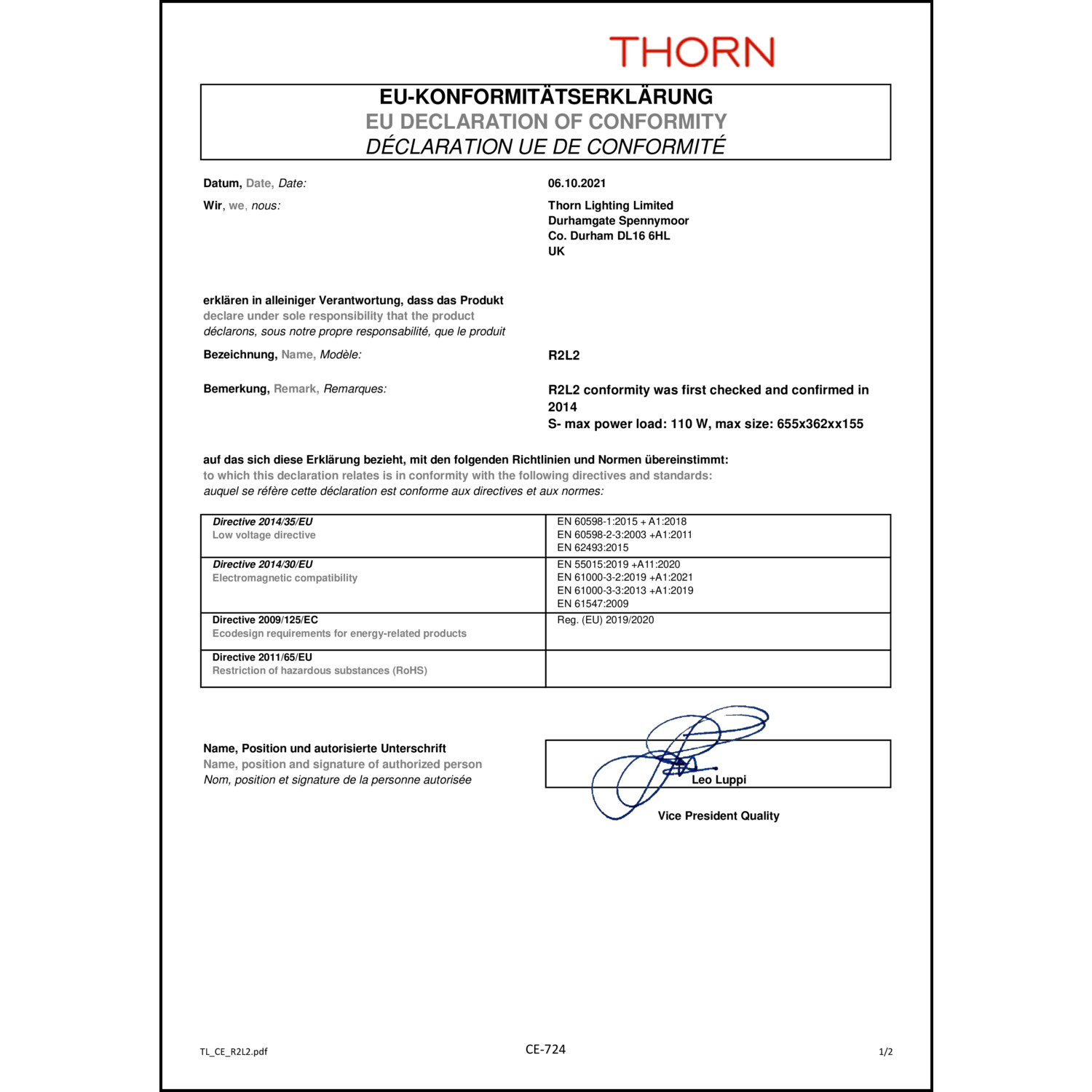 DOC CE-Erklärung (Declaration of conformity CE)