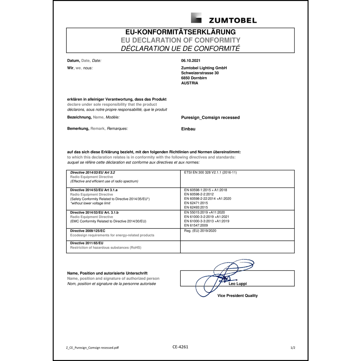 DOC CE-Erklärung (Declaration of conformity CE)