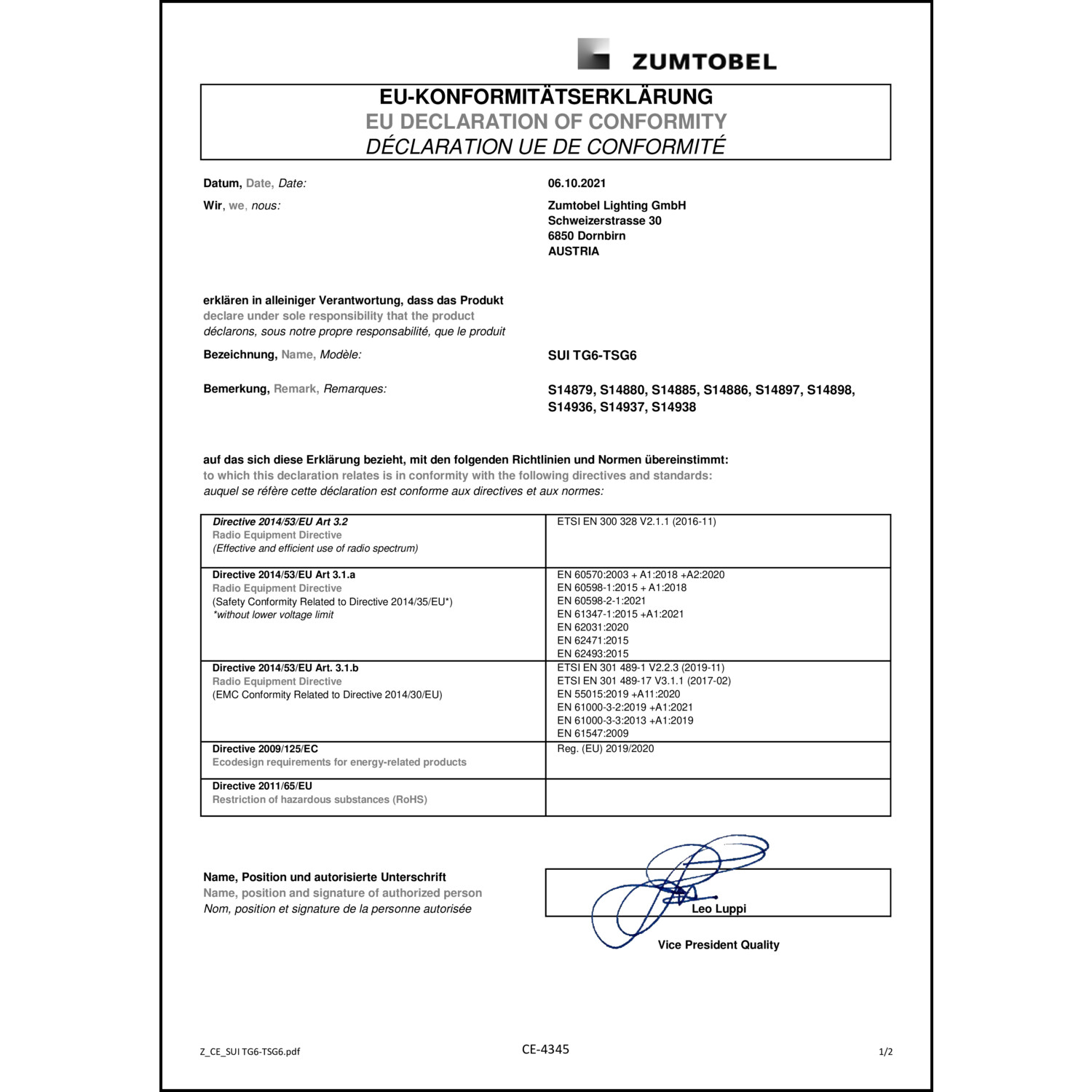 DOC CE-Erklärung (Declaration of conformity CE)