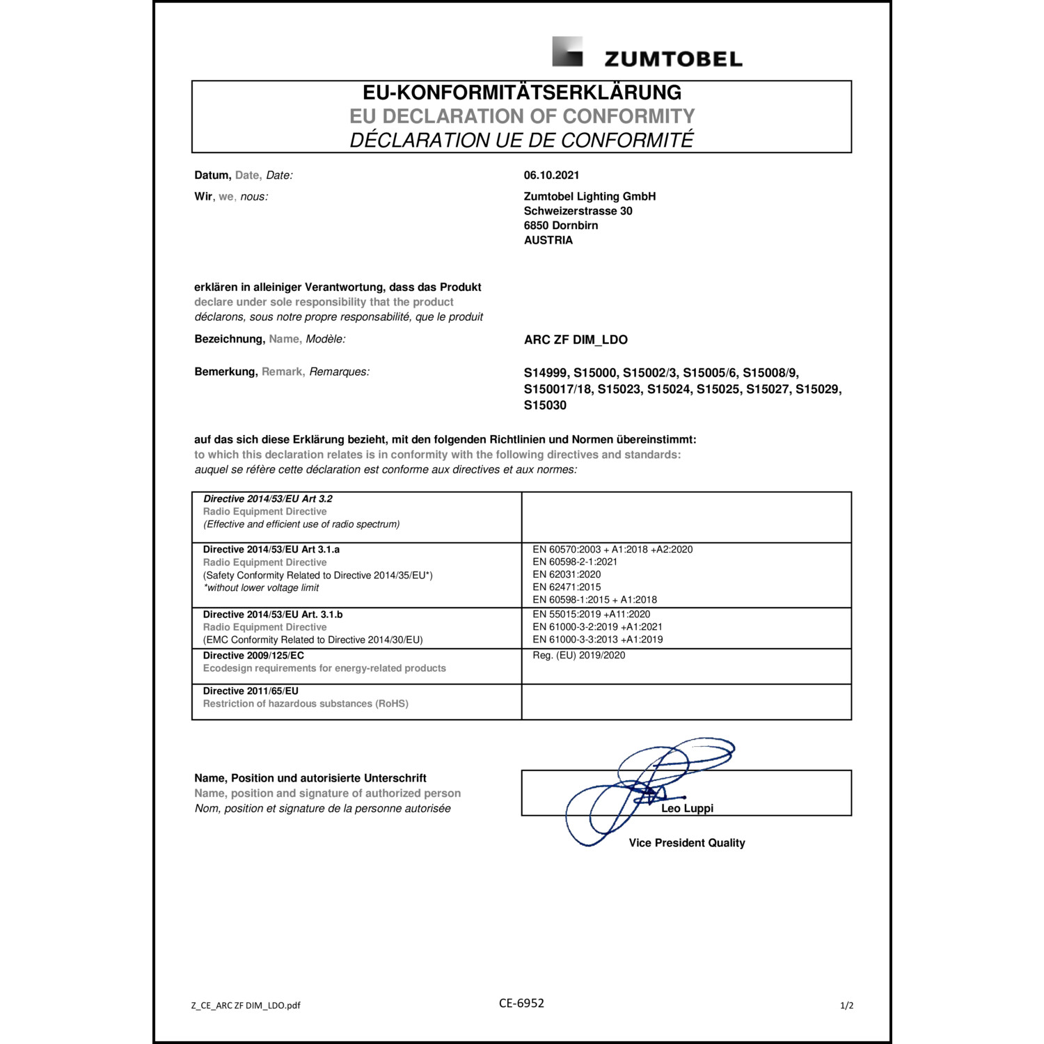 DOC CE-Erklärung (Declaration of conformity CE)